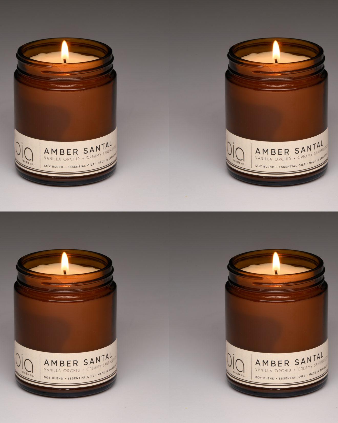 our amber addict bundle of four classic candles