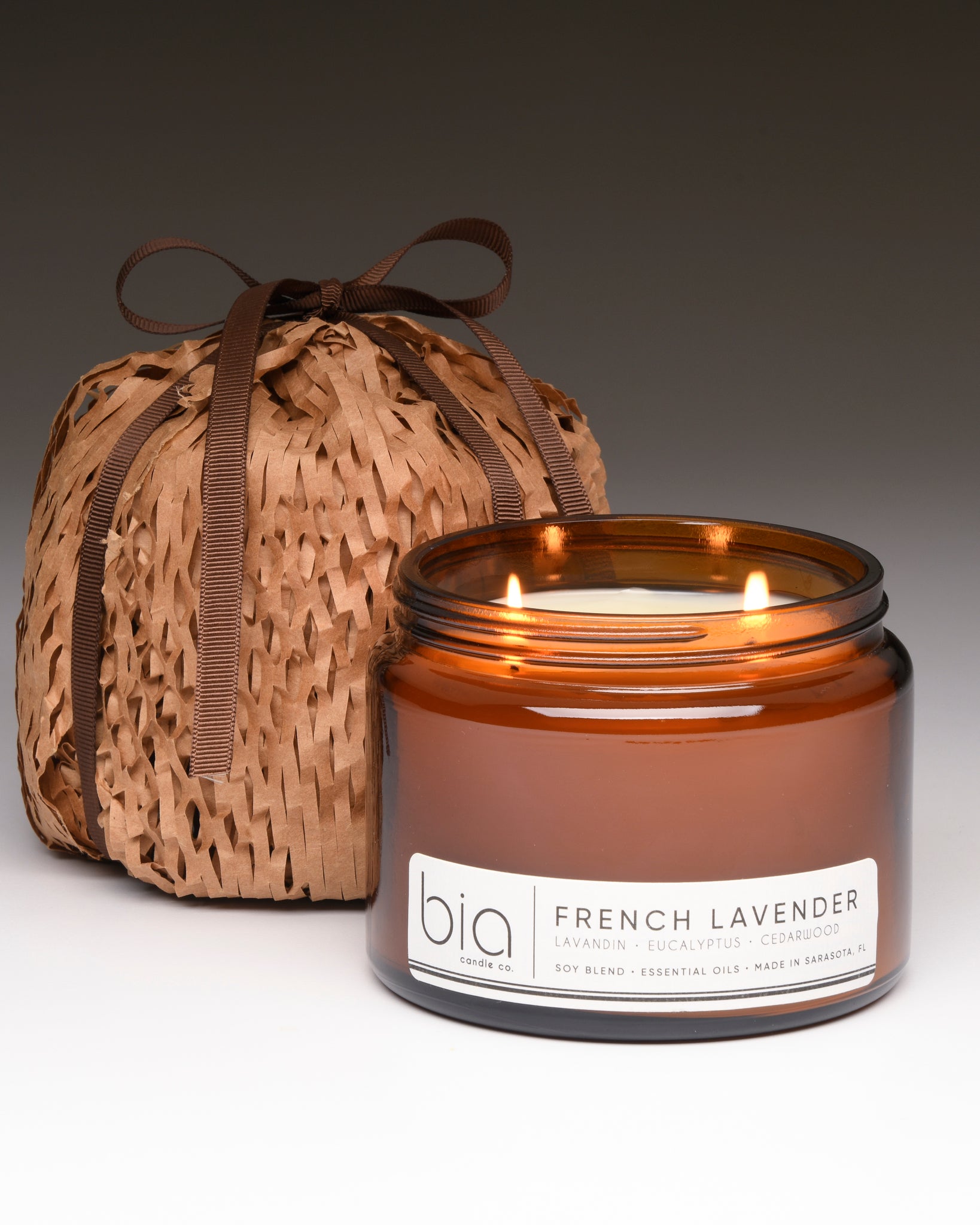 french lavender grande 2 wick candle with gift wrap