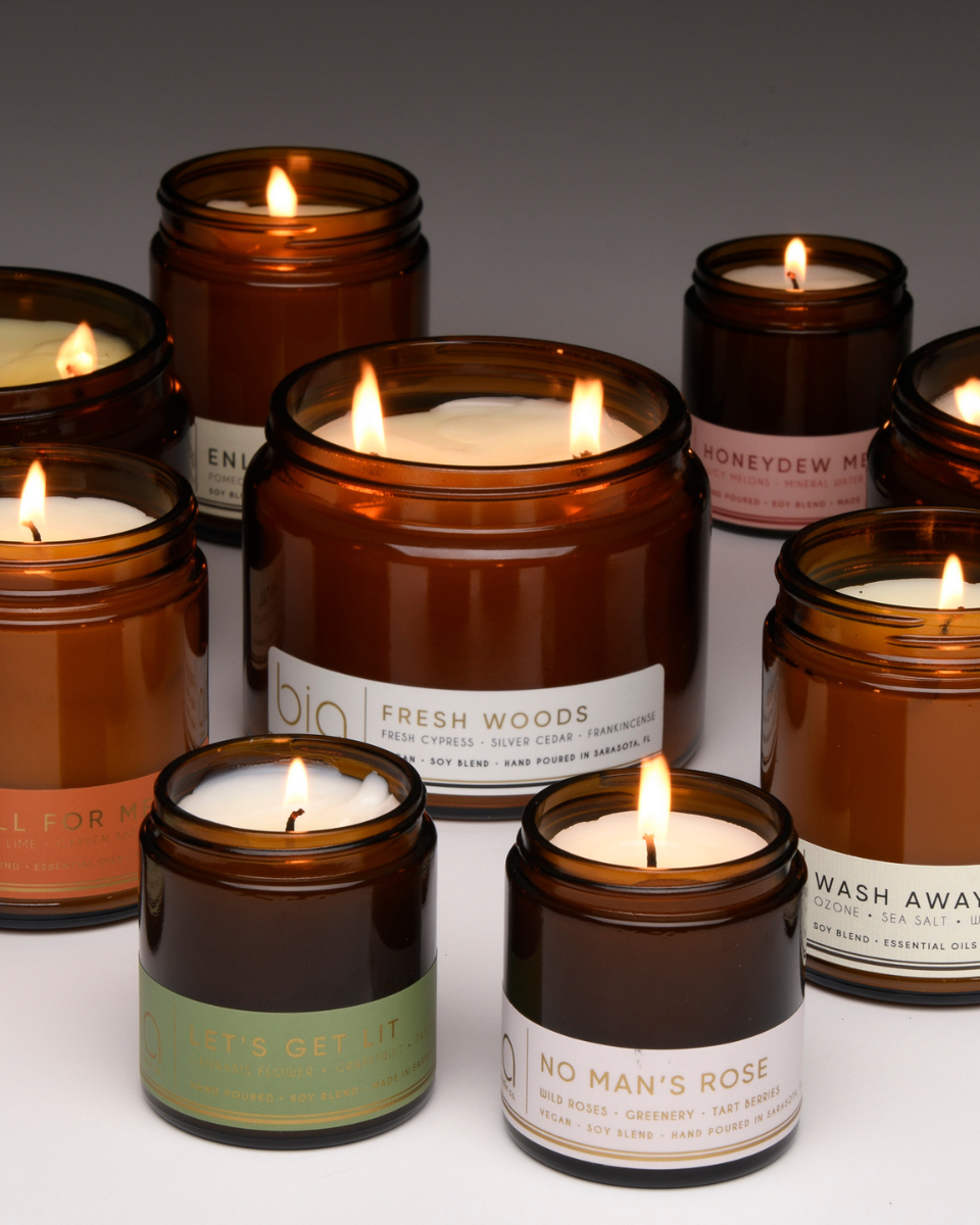 all sizes and scents of bia candle collection