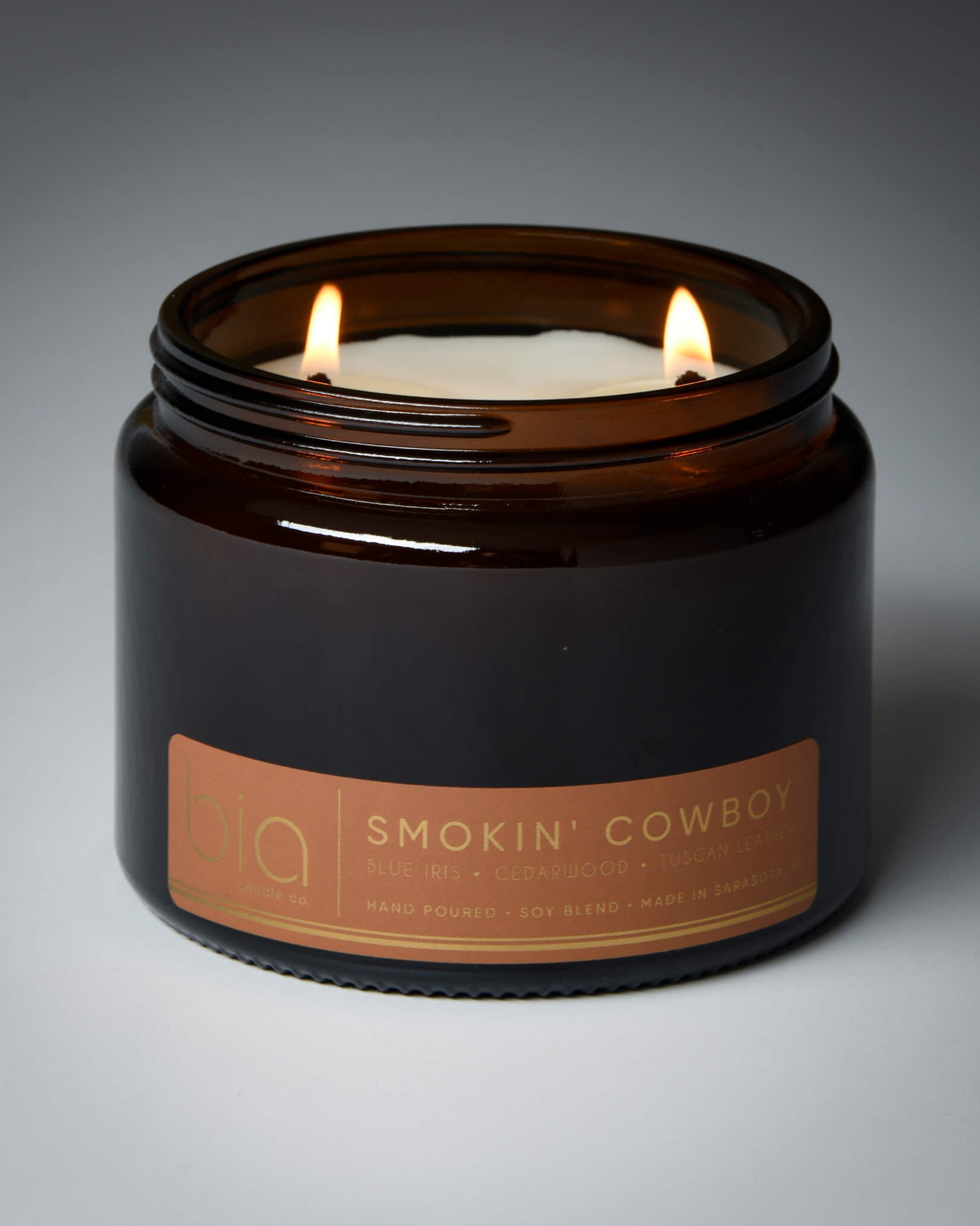 grande two-wick smokin cowboy candle