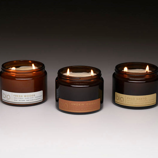 3 large 2 wick candles bia