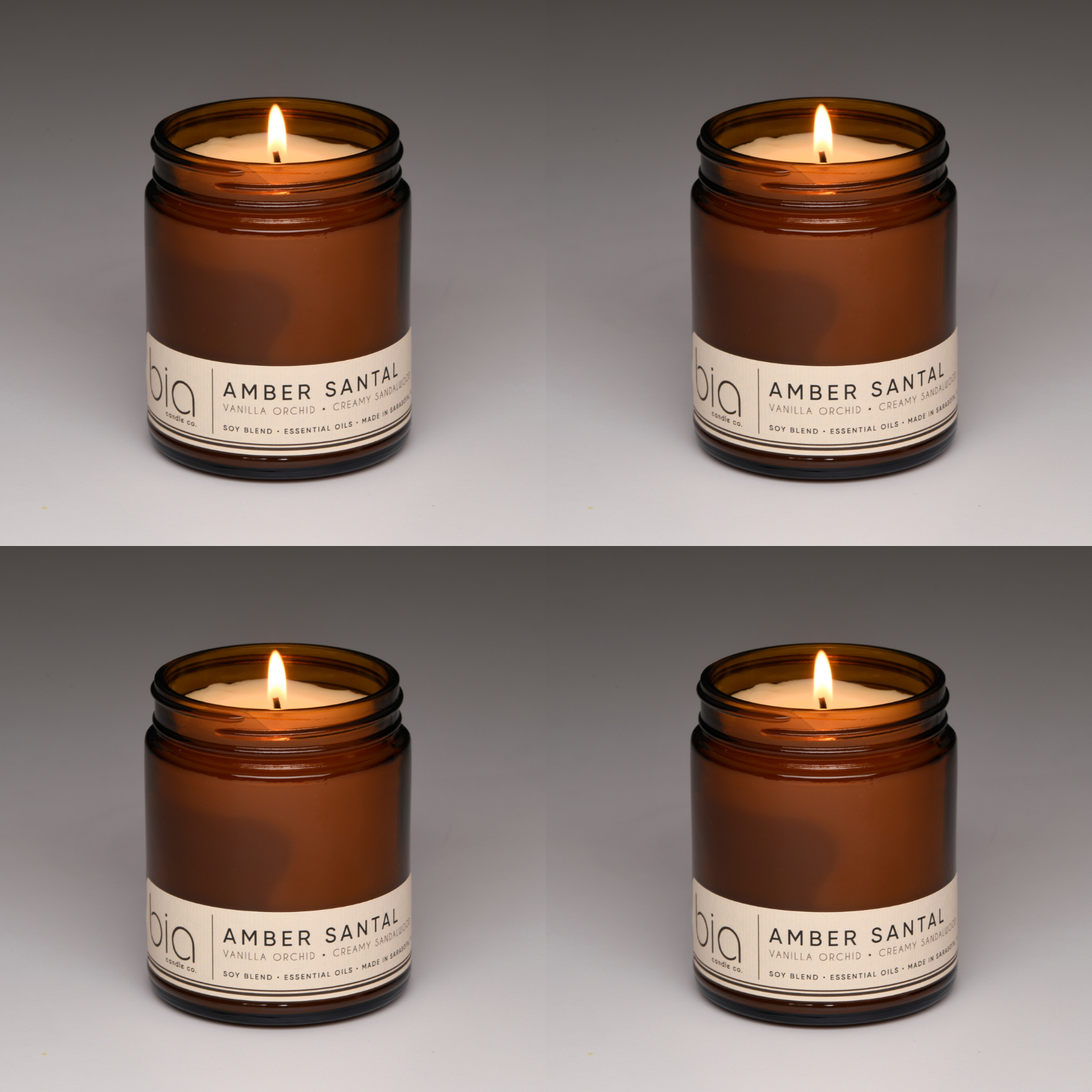 our amber addict bundle of four classic candles