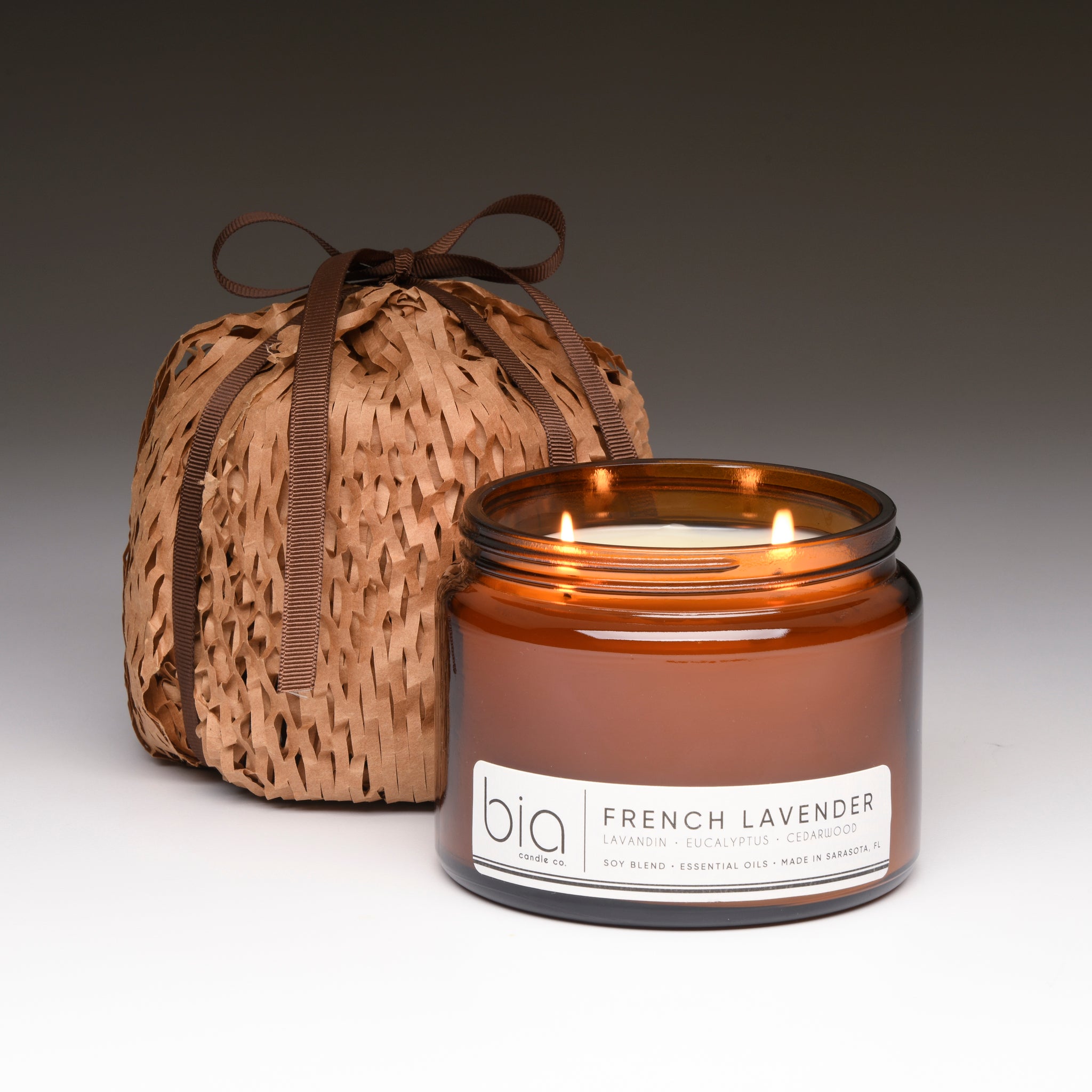 french lavender grande 2 wick candle with gift wrap