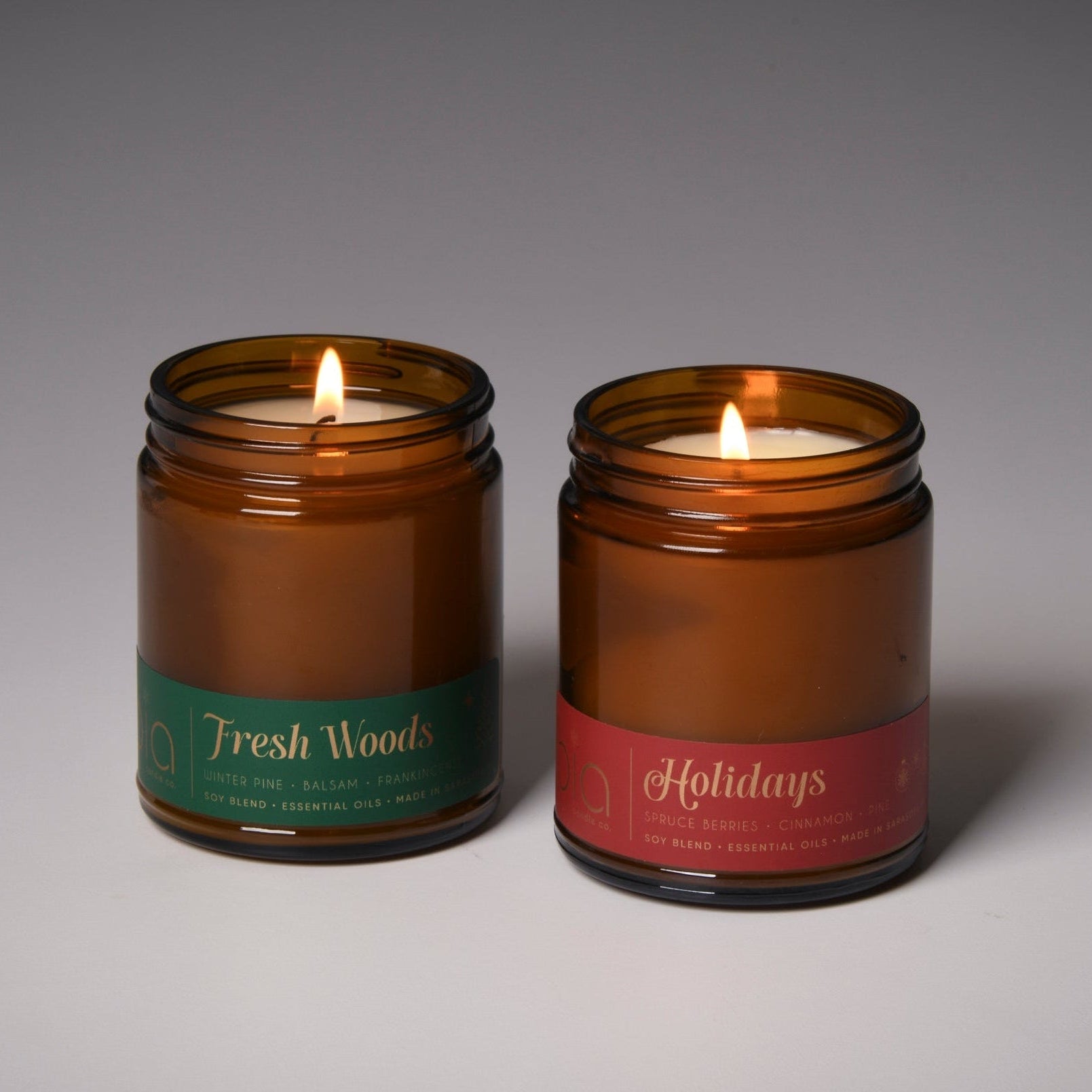 our holiday duo classic candles. Holidays and fresh woods for the season