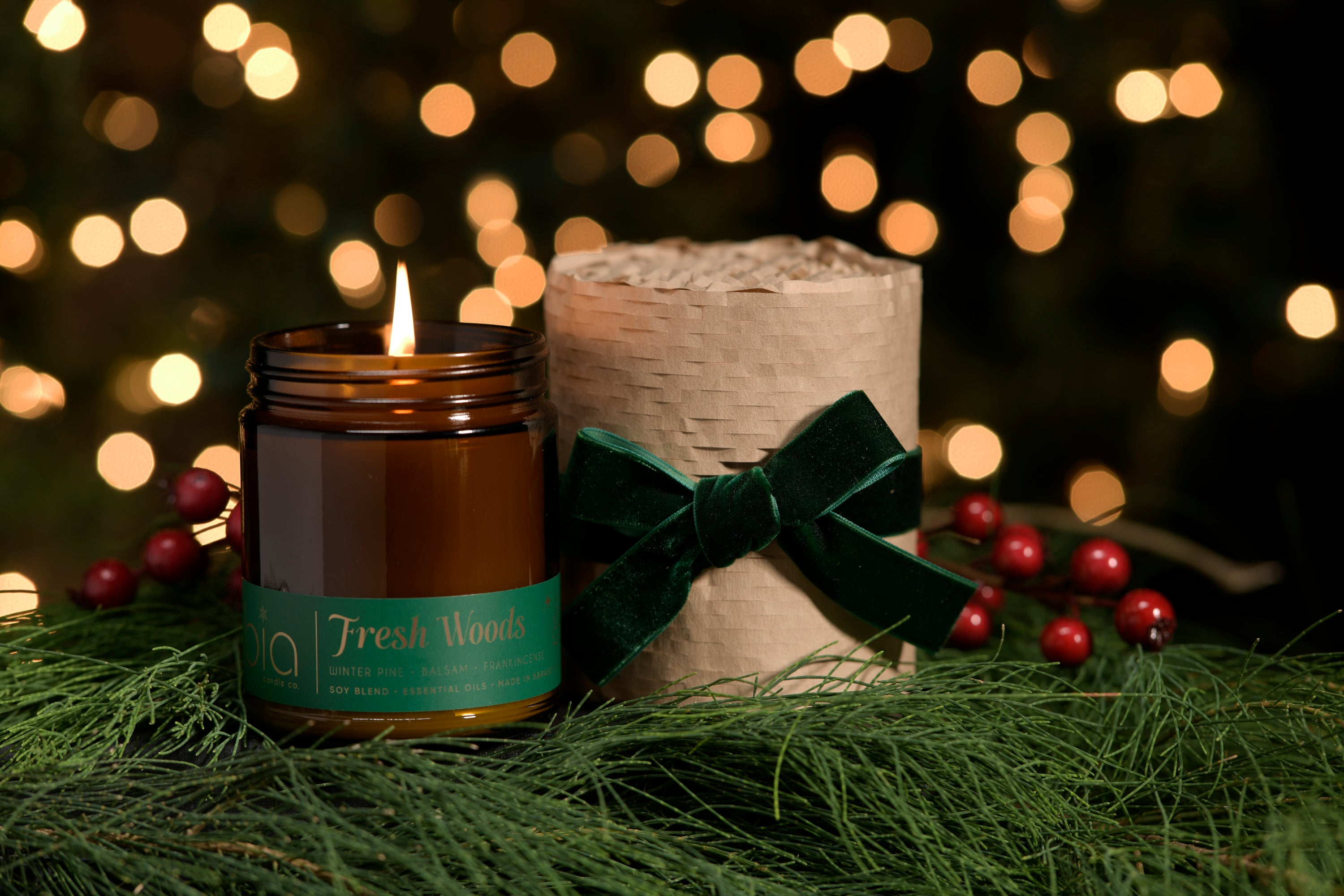 holiday image of the fresh woods classic candles