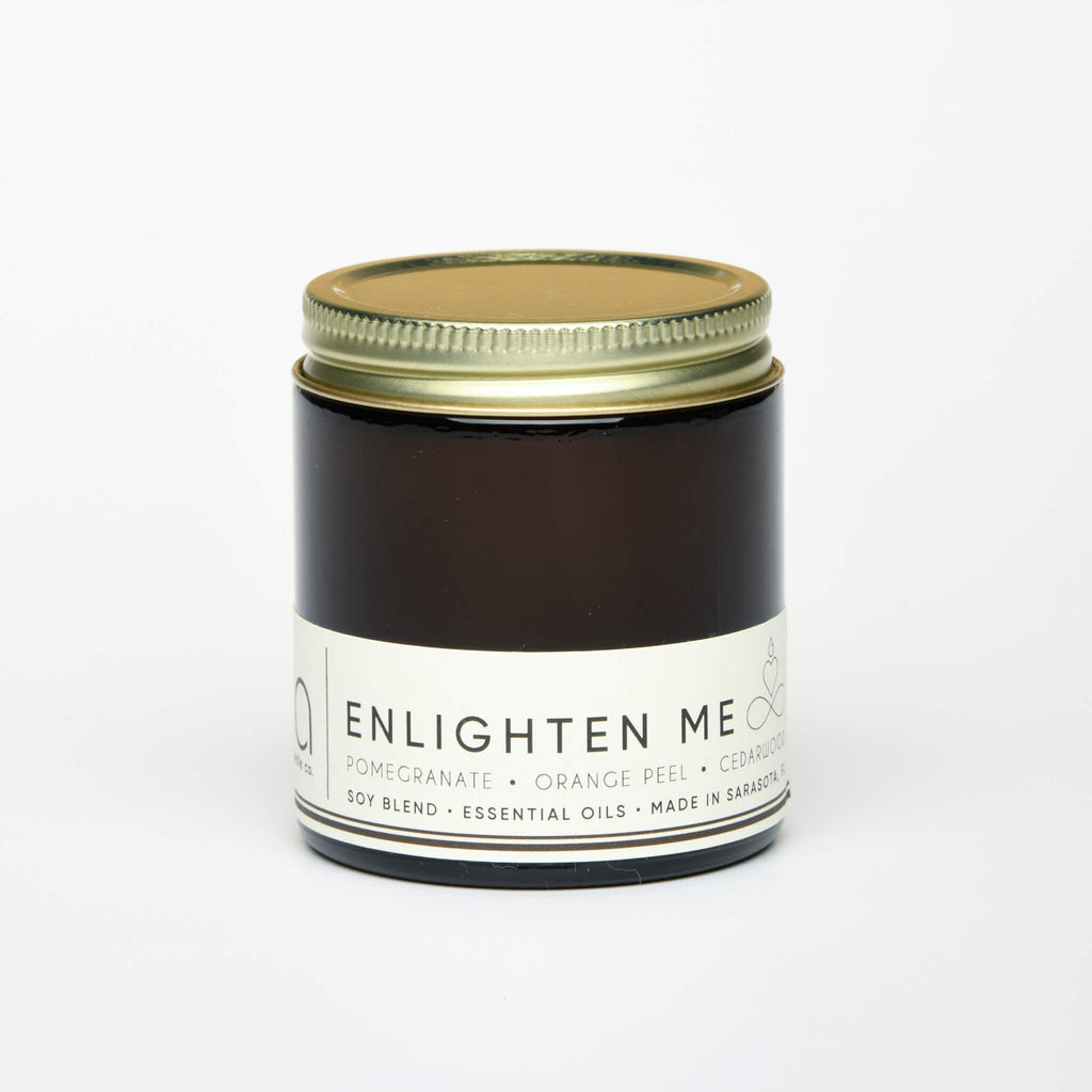 unlit and lidded petite single wick enlighten me soy candle on white background