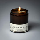 lit petite single wick enlighten me soy candle on grey background