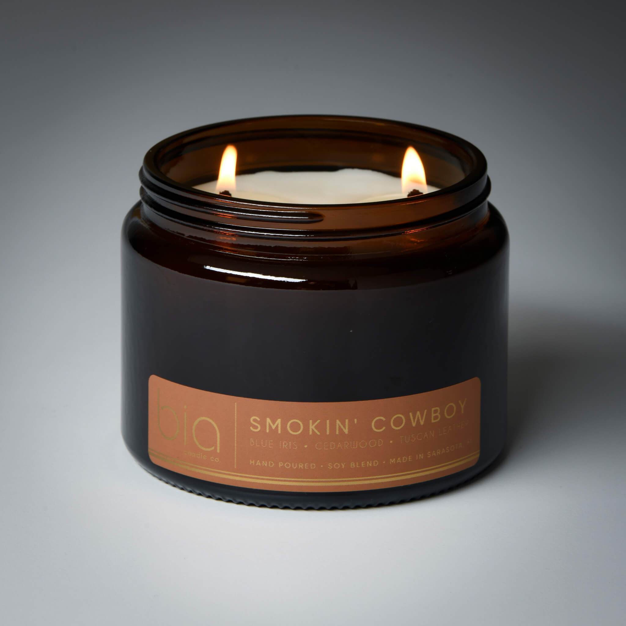 grande two-wick smokin cowboy candle